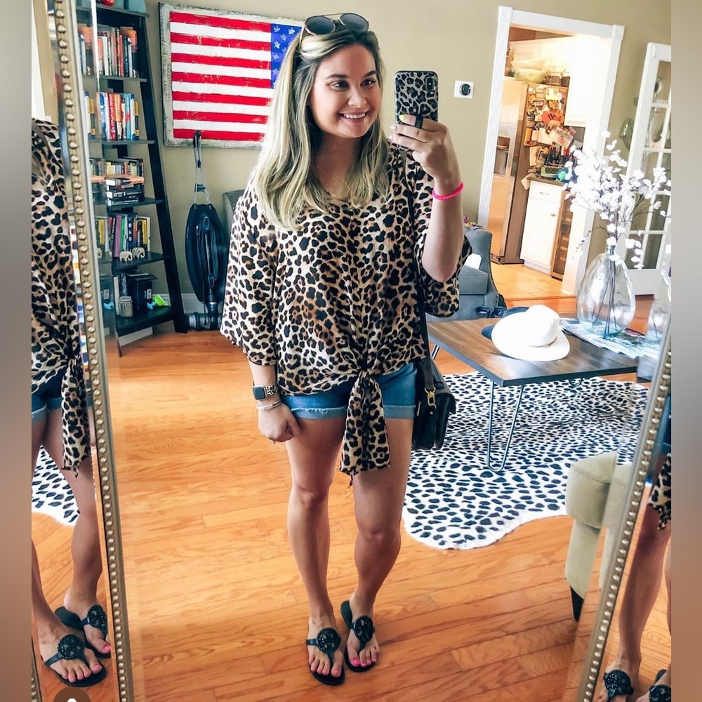 Entro Leopard Front Tie Top